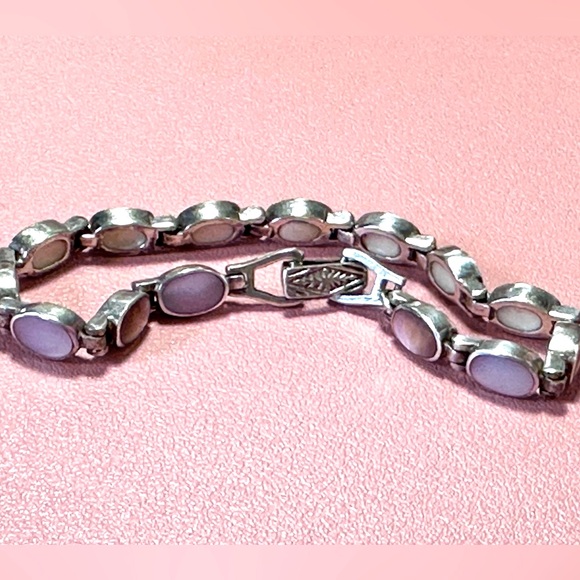 Vintage 925 Sterling silver and polished stones bracelet - Picture 1 of 5